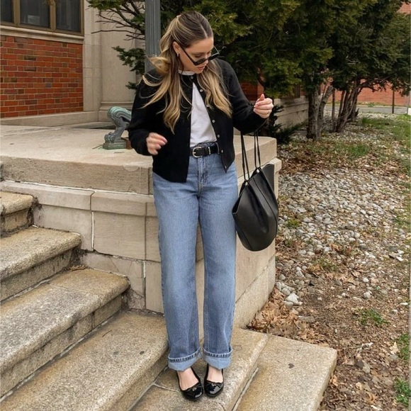 NEW! House of Harlow 1960 Tweed Jacket/Raw Hem/ Snap Front/Front Pockets/Black - Picture 15 of 16